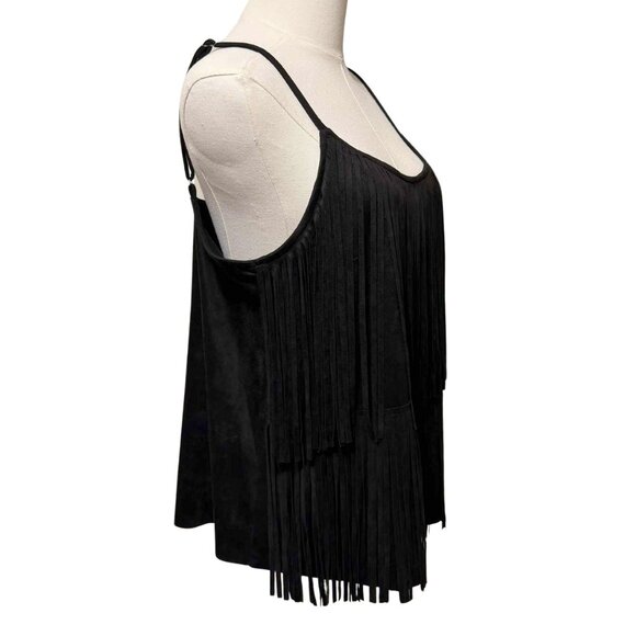 Vocal USA Black Fringe Cami Top | Size Large | Festival Boho Camisole | Western - Picture 4 of 7